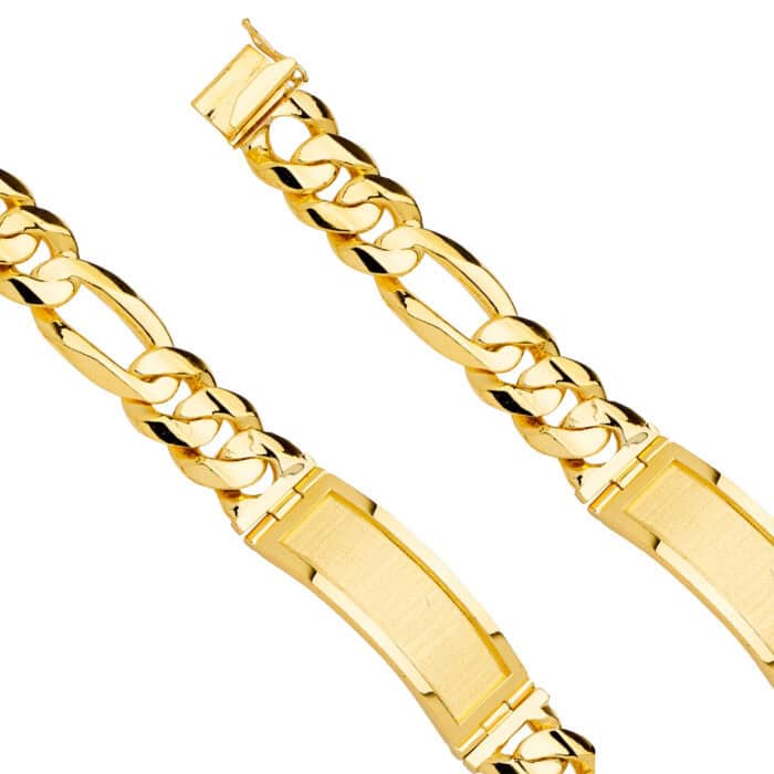 14K Yellow Gold Solid Link ID Bracelet - 9" - Image 2