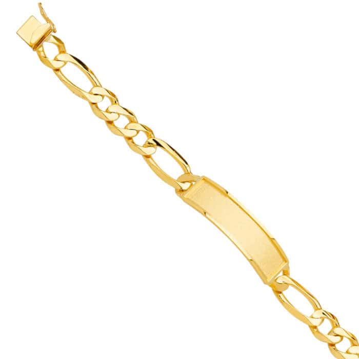 14K Yellow Gold Solid Link ID Bracelet - 8.5"
