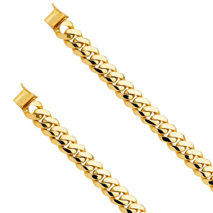 14K Yellow Gold Solid Link Bracelet - 9" - Image 2