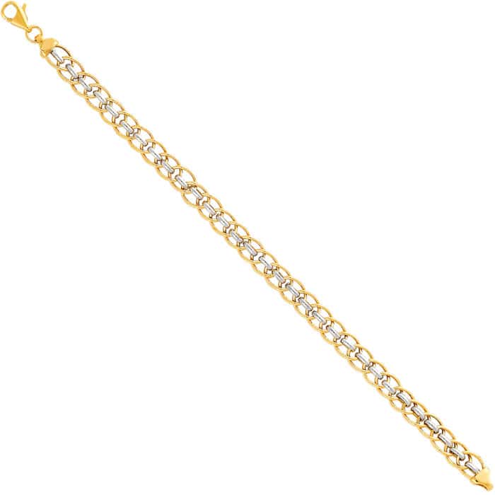 14K Two Tone Gold Light Fancy Bracelet - 7.5"