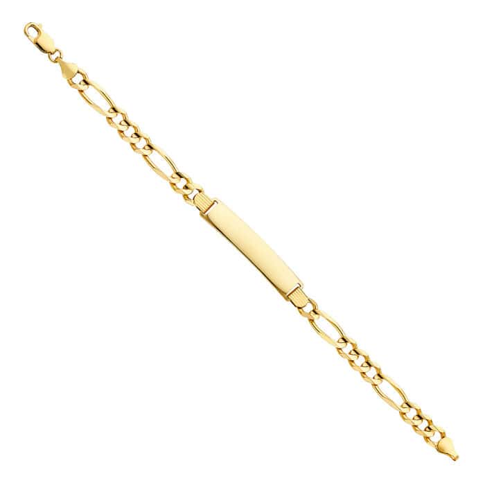 14K Yellow Gold Figaro 3+1 ID Bracelet - 8.5"