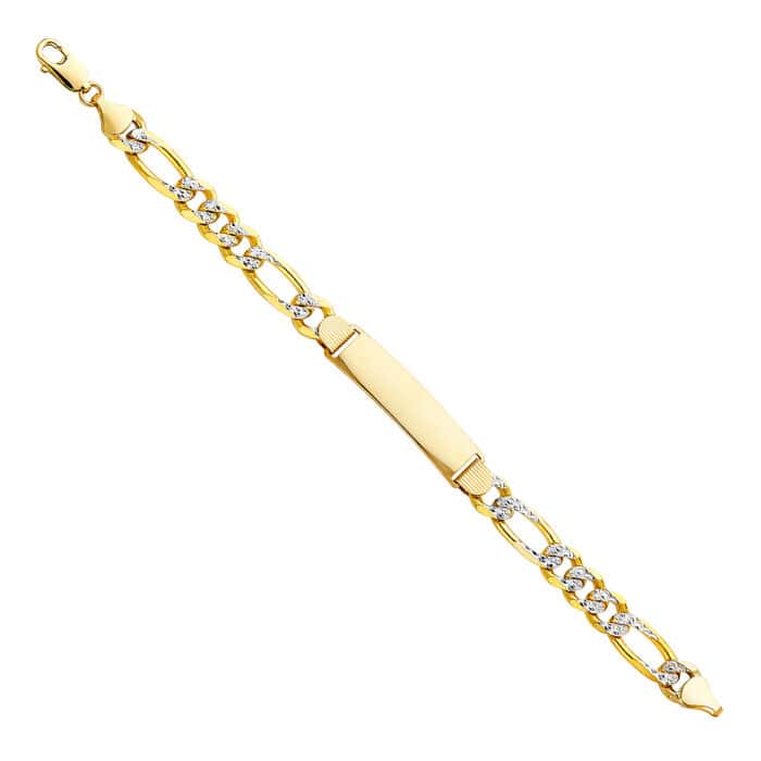14K Yellow Gold Figaro 3+1 WP ID Bracelet - 8.5"