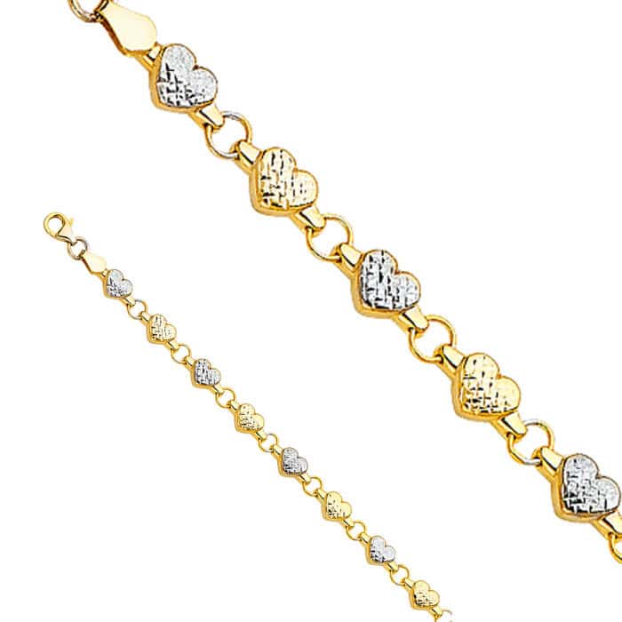 14K Two Tone Gold Stampato Bracelet - 7.0" - Image 2