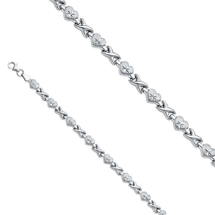 14K White Gold Stampato Bracelet - 7.25" - Image 2