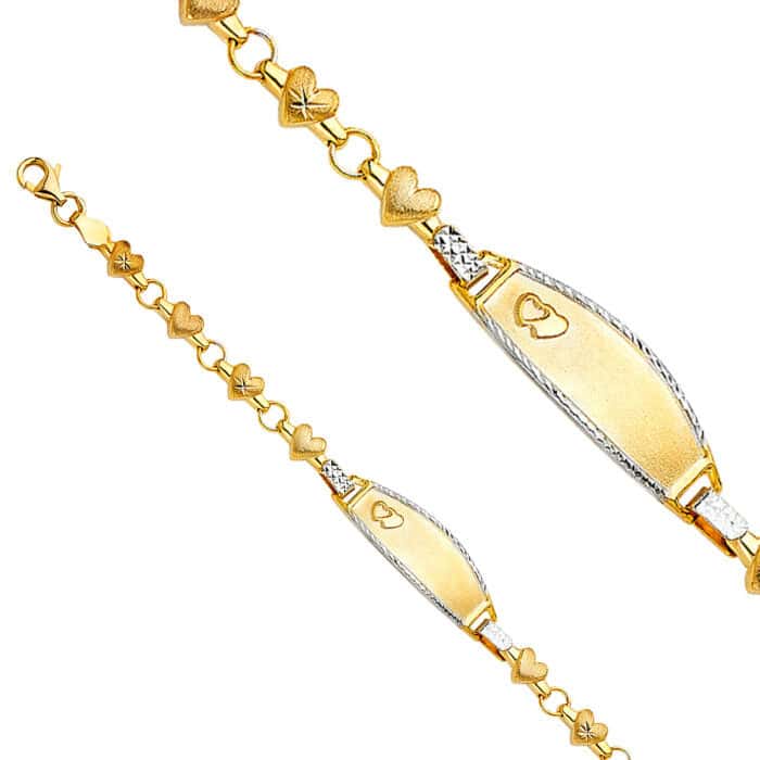14K Two Tone Gold Stampato Oval Baby ID Bracelet - 6" - Image 2
