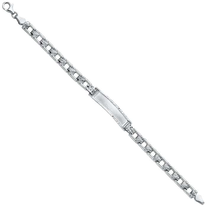 14K White Gold Stampato Baby ID Bracelet - 6"