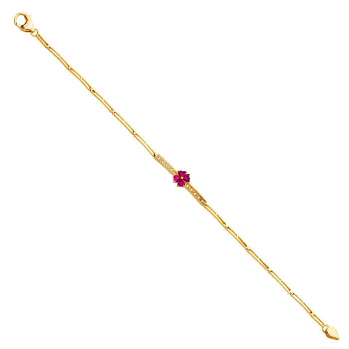 14K Yellow Gold Cubic Zirconia Bracelet - 7.5"