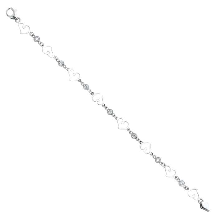 14K White Gold Cubic Zirconia Bracelet - 7.5"