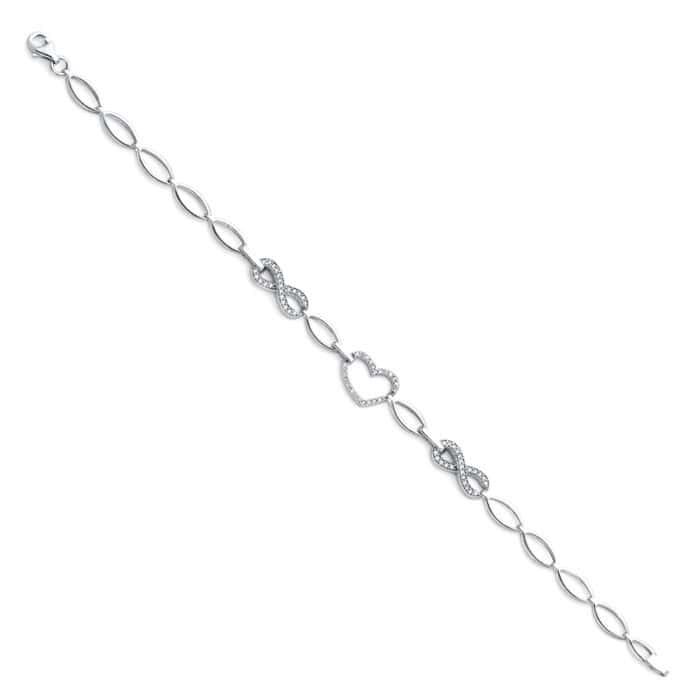 14K White Gold Cubic Zirconia Bracelet - 7.25"