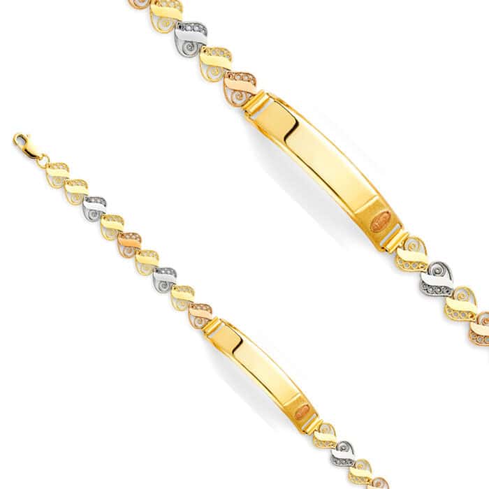 14K Tri Color Gold Guadalupe ID Bracelet - 7.25" - Image 2