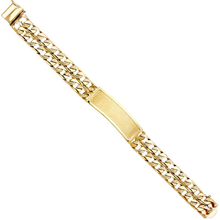14K Yellow Gold 3L Nugget Cuban Link ID Bracelet - 8.5"