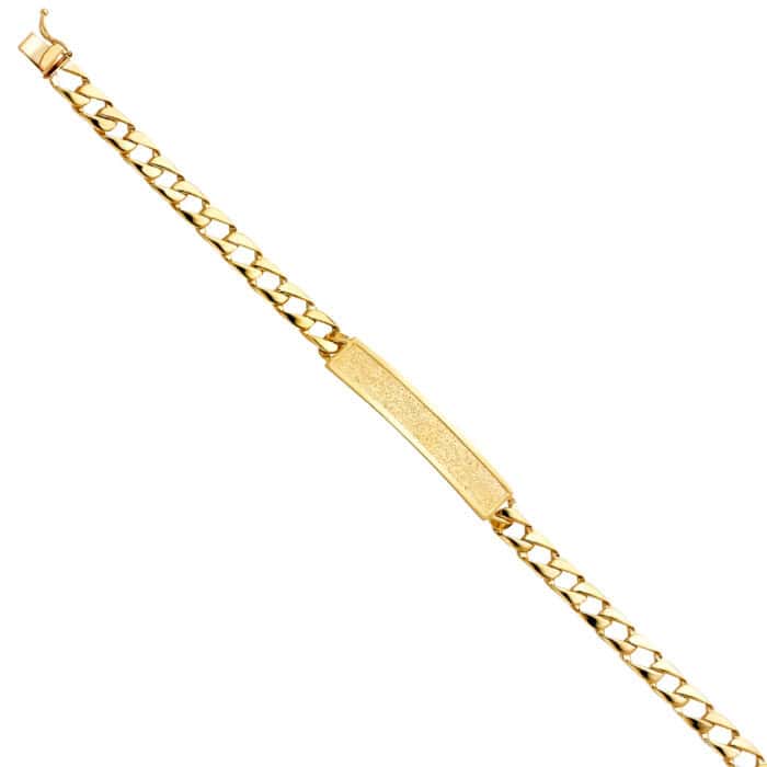 14K Yellow Gold Cuban Link ID Bracelet - 8"