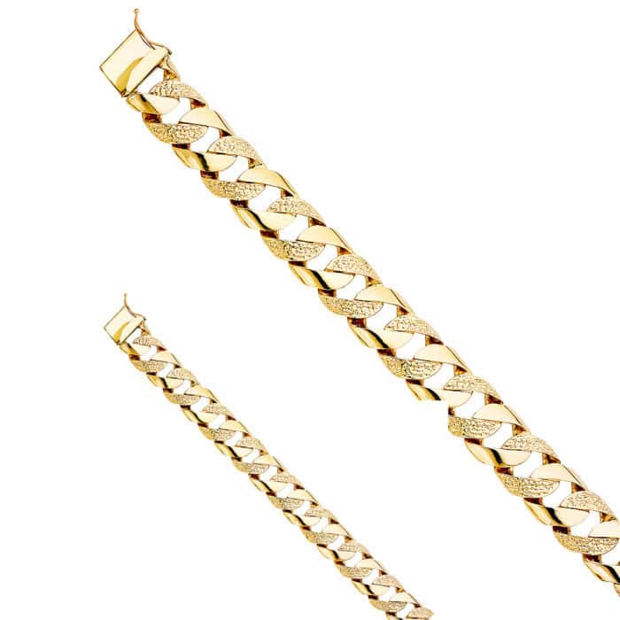 14K Yellow Gold Nugget Cuban Link Bracelet - 9" - Image 2
