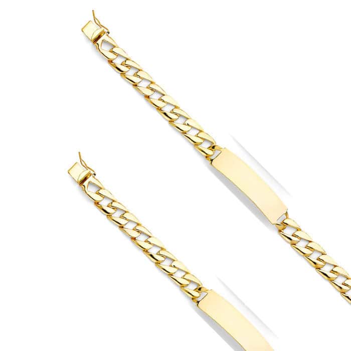 14K Yellow Gold Stamp Figaro Link ID Bracelet - 8" - Image 2