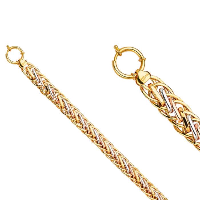 14K Tri Color Gold Fancy Hollow Bracelet - 7.5" - Image 2