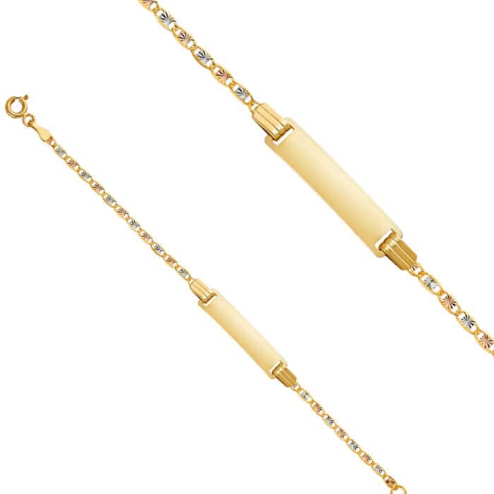 14K Tri Color Gold Valentino DC Baby ID Bracelet - 5+1" - Image 2