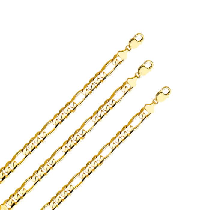 14K Yellow Gold 11.3 mm Figaro 3+1 Concave Chain - Image 3