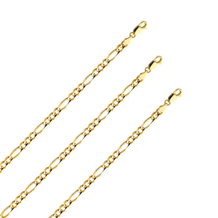 14K Yellow Gold 4.7 mm Figaro 3+1 Concave Chain - Image 2