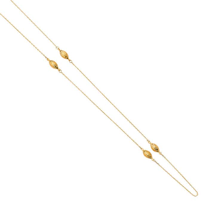 14K Yellow Gold Oval Diamond Cut Ball by the Yard Necklace
