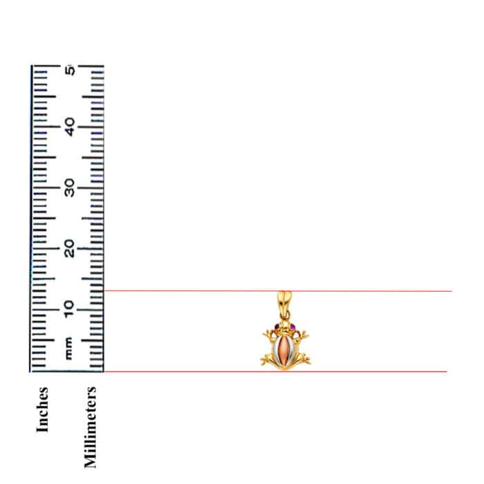 14K Yellow Gold Cubic Zirconia Frog Pendant - Image 2
