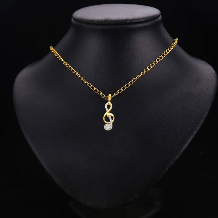 14K Yellow Gold Cubic Zirconia The Treble Clef Pendant - Image 2