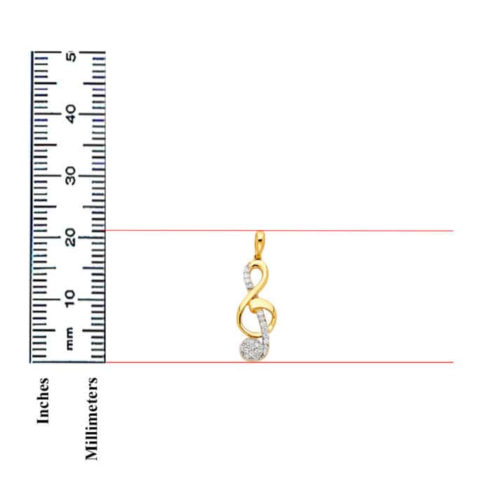 14K Yellow Gold Cubic Zirconia The Treble Clef Pendant - Image 3