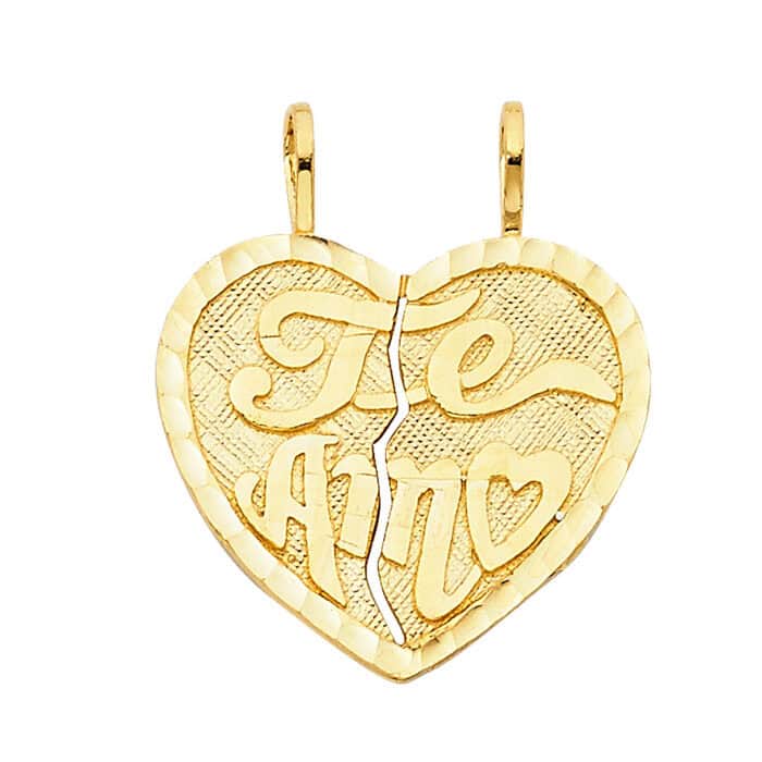 14K Yellow Gold Teamo Heart 2 Piece Pendant