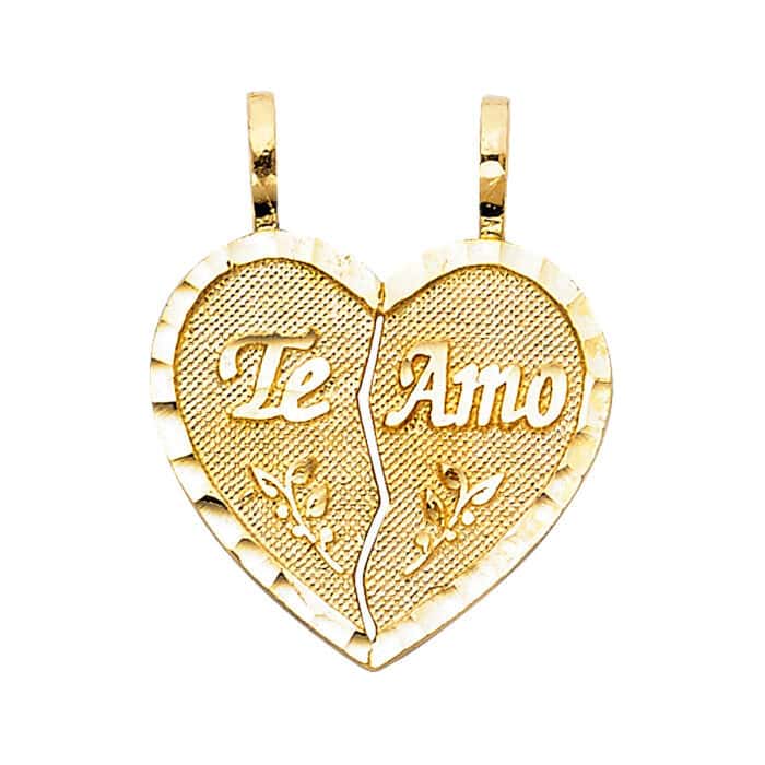 14K Yellow Gold Teamo Heart 2 Piece Pendant