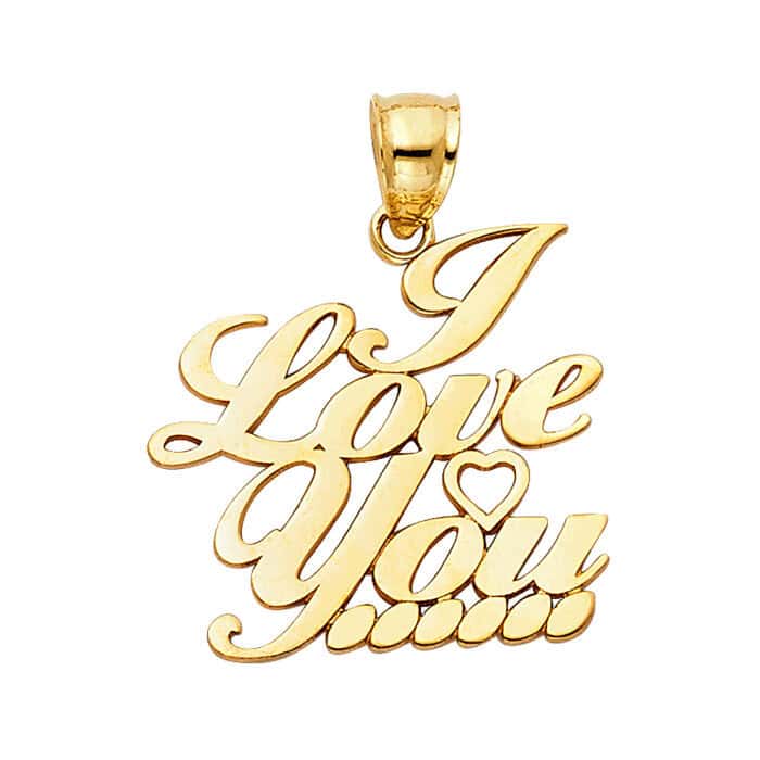 14K Yellow Gold I Love You Heart Pendant