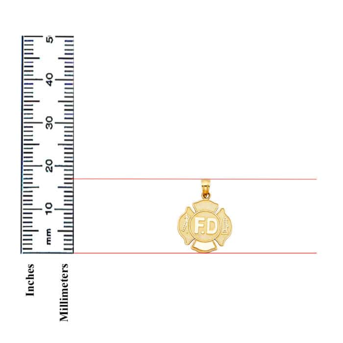 14K Yellow Gold Fire Department Pendant - Image 3