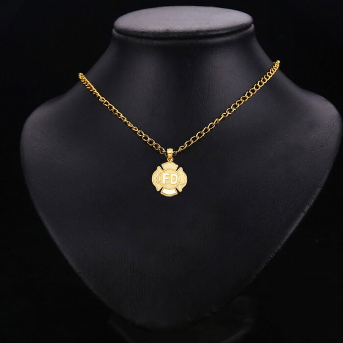 14K Yellow Gold Fire Department Pendant - Image 2
