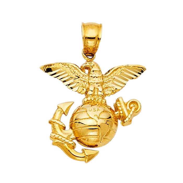 14K Yellow Gold USA Logo Pendant