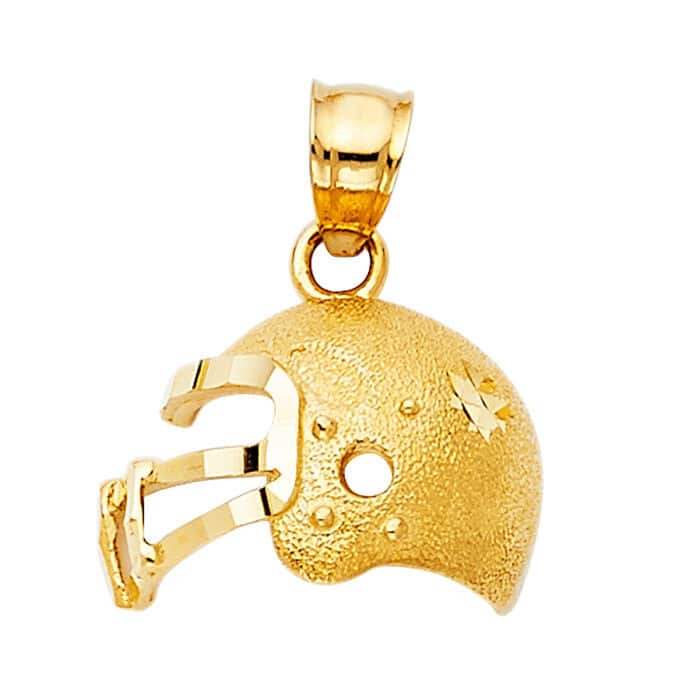 14K Yellow Gold Foot Ball Helmet Pendant
