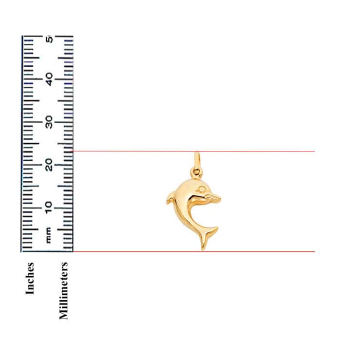 14K Yellow Gold Dolphin Pendant - Image 2