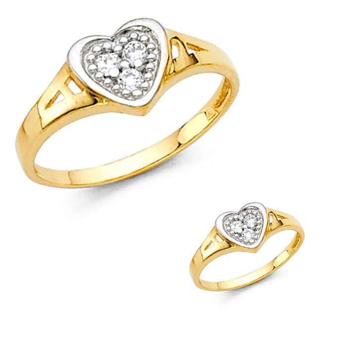 14K Yellow Gold Cubic Zirconia Babies Ring - Image 2