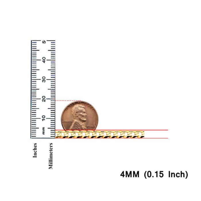 14K Yellow Gold 4 mm Cuban Concave Chain - Image 3