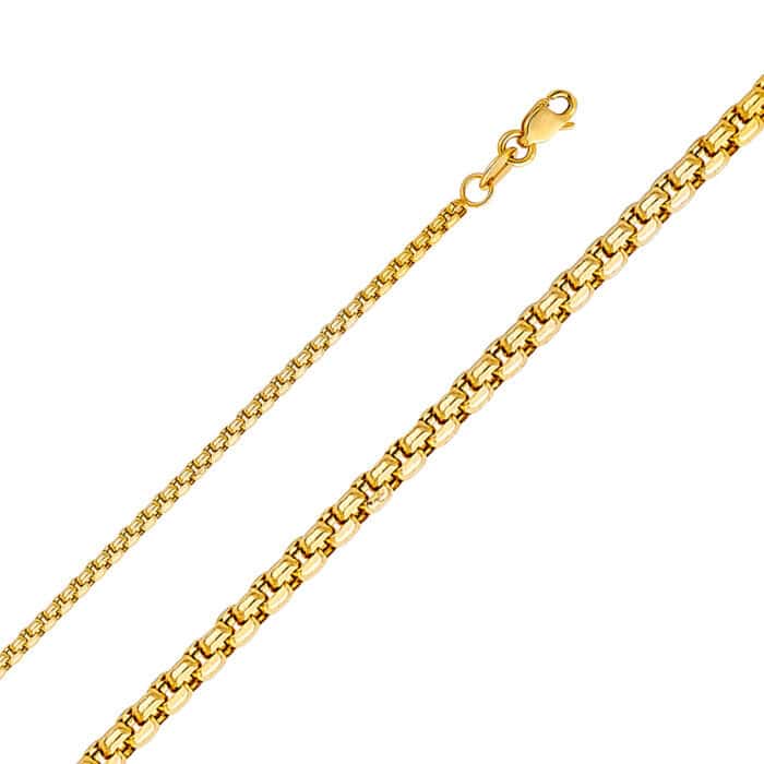 14K Yellow Gold 1.8 mm Hollow Half RD Box Chain
