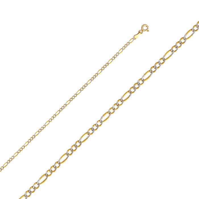 14K Yellow Gold 2.1 mm Figaro 3+1 WP Chain