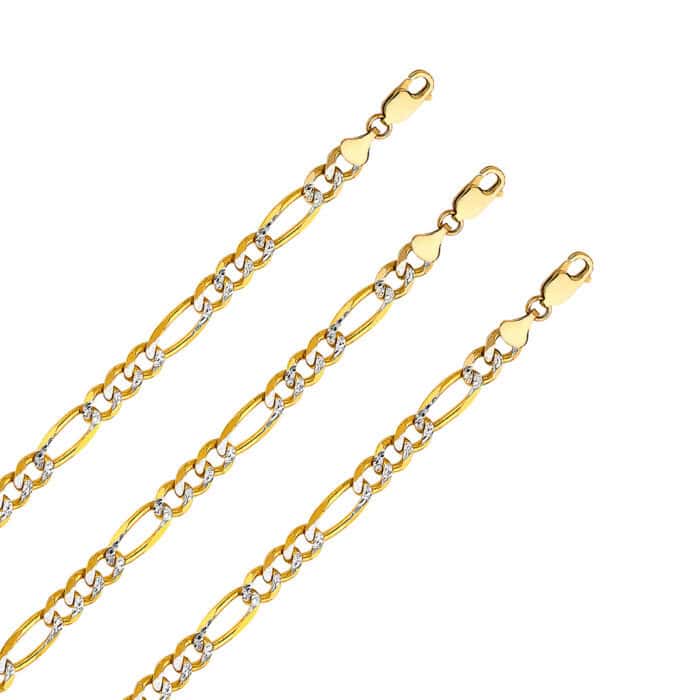 14K Yellow Gold 6.9 mm Figaro 3+1 WP Chain - Image 3