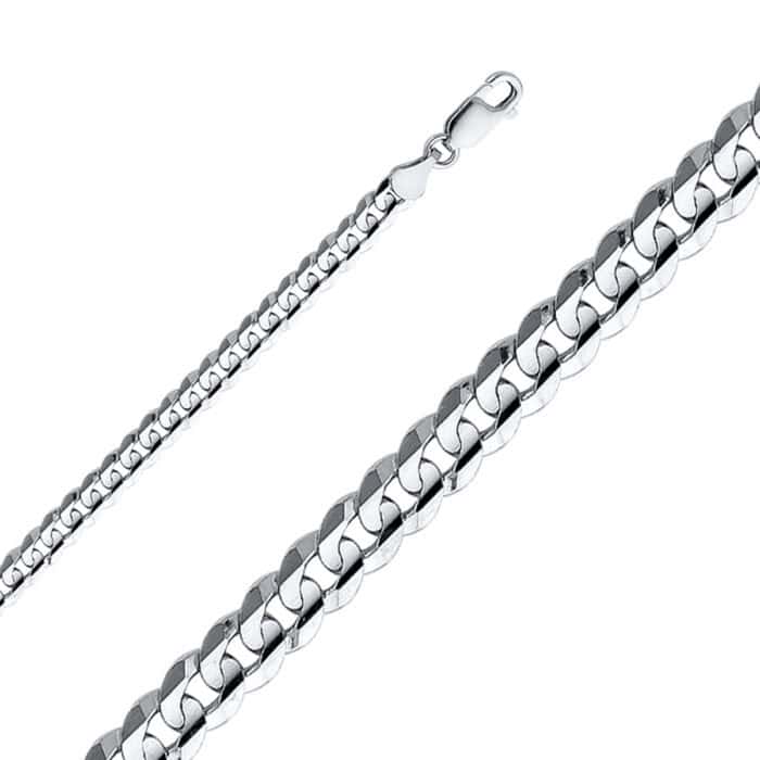 14K White Gold  4.8 mm Cuban Concave Chain - Image 2