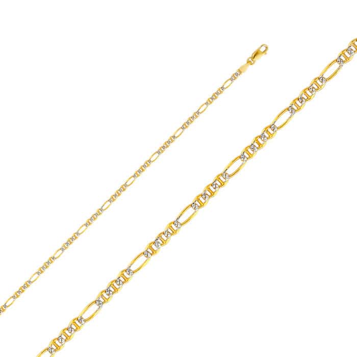 14K Yellow Gold  2.5 mm Ficonucci 3+1 Pave Chain
