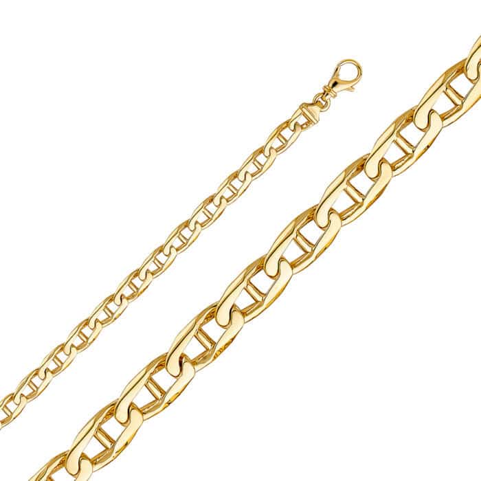 14K Yellow Gold 6.6 mm Assorted Handmade Chain