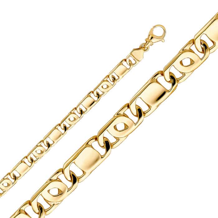14K Yellow Gold 8.4 mm Assorted Handmade Chain
