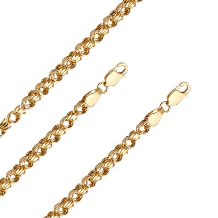 14K Yellow Gold 3.3 mm Hollow Square Byzantine - Image 2