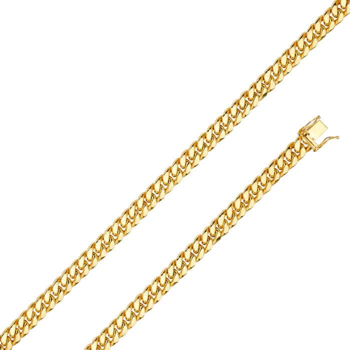14K Yellow Gold 8 mm Hollow  Miami Cuban 200 w/box lock