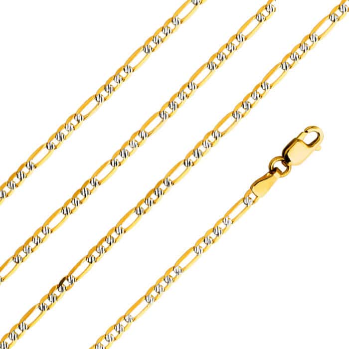 14K Yellow Gold 2.3 mm Figaro 3+1 Fancy WP 060 - Image 2
