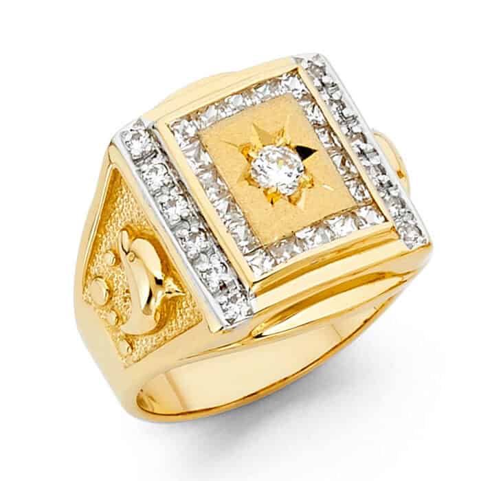 14K Yellow Gold Cubic Zirconia Men's Ring