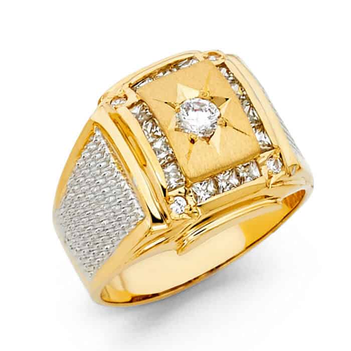 14K Yellow Gold Cubic Zirconia Men's Ring