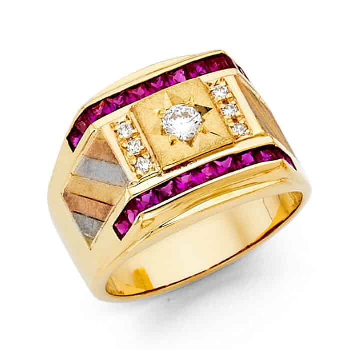 14K Yellow Gold Cubic Zirconia Men's Ring