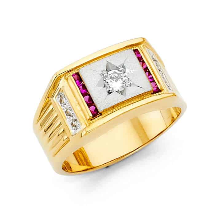 14K Yellow Gold Cubic Zirconia  Men's Ring